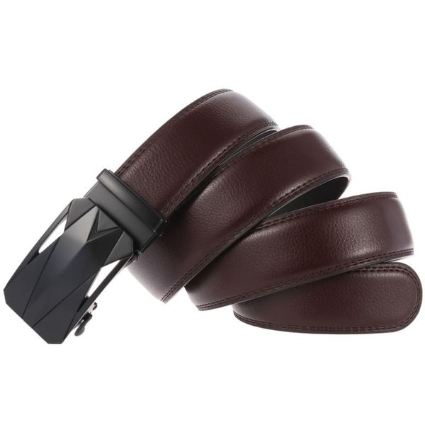 

men belt leather belt men automatic buckle male fashion jeans chain stretch solid luxury bland black fg3179-3, Black;brown