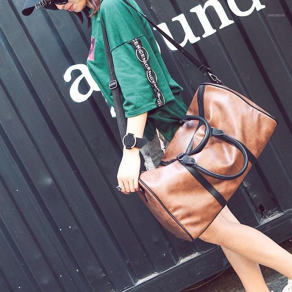 

travel bag new pu leather portable travel bags for large capacity casual simple luggage single shoulder duffle bag gym1