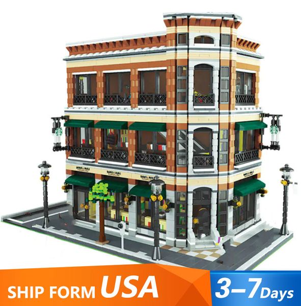 

15017 creator city street view series bookstore coffee shop building blocks toys 4616pcs bricks