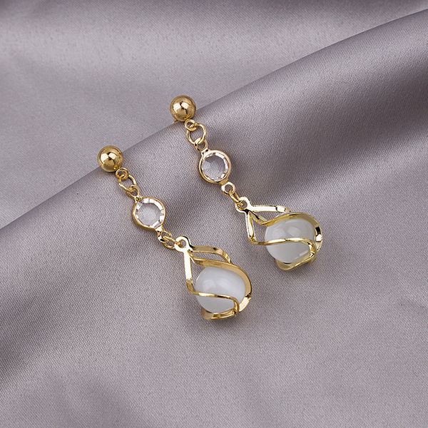 

npkds cat-eye crystal серьги для женщин бантик сверкающие серьезные серьги золотые серьги мода ювелирные изделия женщина, Golden