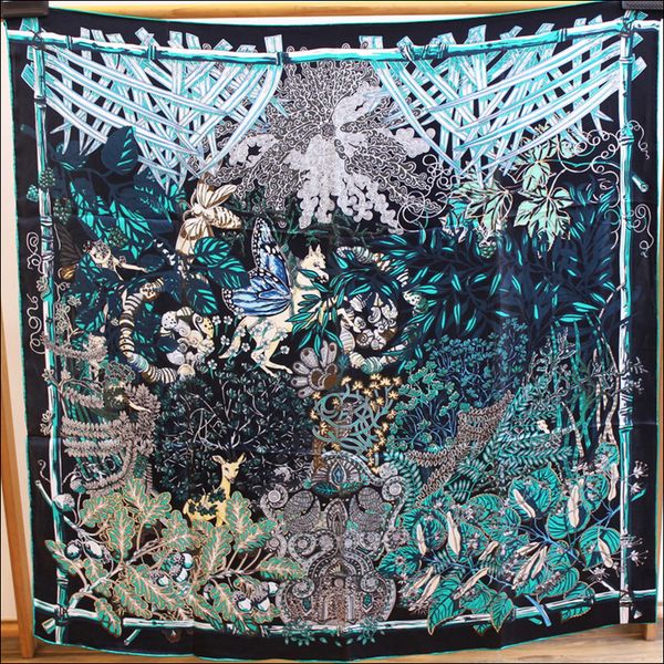 

square scarf 110cm big scarf female mulberry-silk shawl stole poncho hand sewn edges scarves, Blue;gray