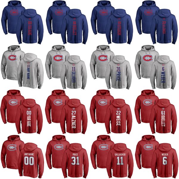 

montreal canadiens pullover hoodie 31 carey price 14 nick suzuki 10 guy lafleur 11 brendan gallagher shea weber hockey sweatshirts custom, Red