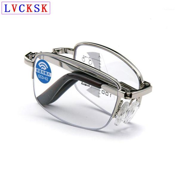 

anti blue light foldable progressive reading glasses for women men metal look near far presbyopia spectacles +1.0~+3.0 n51, White;black