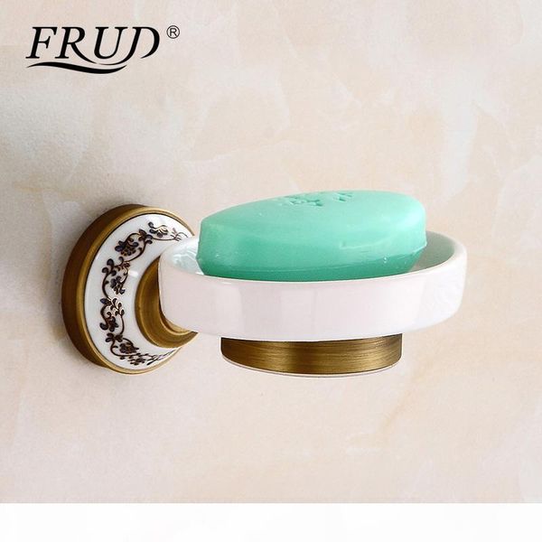 

frud brass soap holder fashion antique pure copper ceramic dish bathroom accessories carved brushed bathroom soap basket y18034