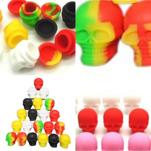 

human skull head smoke oil boxes silicone electronic cigarette cases yellow black white silicones organizer new arrival 2bs l1