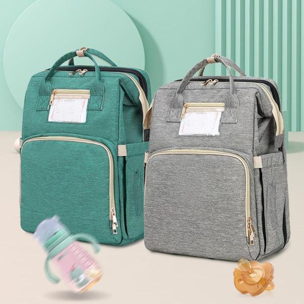 Multifunktionale faltbare große Kapazität Windeltasche Rucksack Baby Bett Krippe Tasche Mutterschaft Handtasche Kinderwagen Tasche Isolierung Pflege Q0705