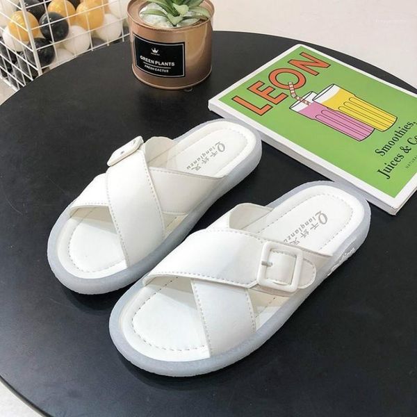 

slippers rainbow sandals women's style 2021 summer cross jelly outdoor women non-slide flat soft comfortable sandals1, Black