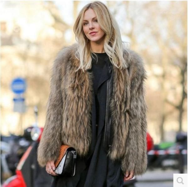 

2019 vetement winter women's faux fur coat patchwork leather leopard skin zipper overcoat fluffy fluffy plush outwear aw2991, Black