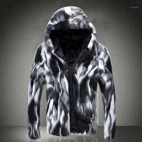 

2020 fall winter faux fur coat men's wild personality thick fur jacket leather grass male windbreaker thick plus size rm1, Black