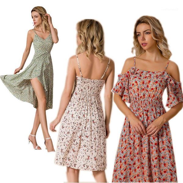 

casual dresses zogaa women floral printed dress summer loose beach wear spaghetti ladies sleeveless girl's high waist size s-2xl1, Black;gray