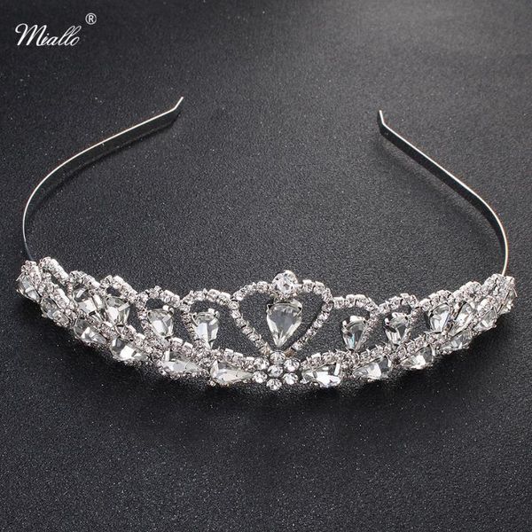 

miallo princess tiaras and crowns austrian crystal stone diadem birthday wedding gifts heart love women girls hair jewelry, Golden;silver