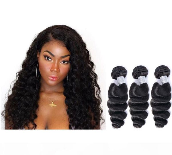 

viya 9a loose wave bundles unprocessed burmese virgin human hair extensions 10-30 inch natural color 3 pcs lot, Black