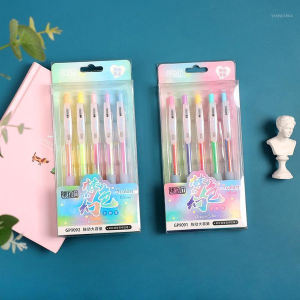 

jianwu 5pcs/set dream colourful and large capacity gel pen cute student gift scrapbook planner stationery support kawaii1