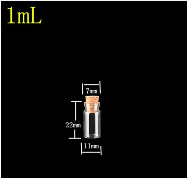 

11*22*7mm 1ml mini transparent clear glass bottles with cork empty glass vials jars wishes bottles 10 jlluve