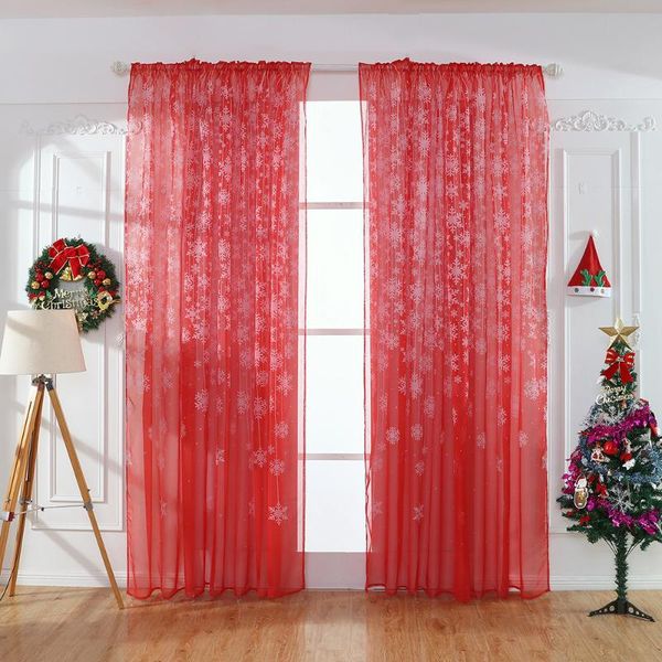 

1pcs christmas snowflake curtain tulle window treatment voile drape valance christmas decorations for home bedroom decor f1120