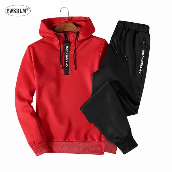 

ywsrlm 2019 spring autumn men tracksuit two piece sets pullover hoodies + pants sportwear suit male hoodies plus size -5xl1, Gray