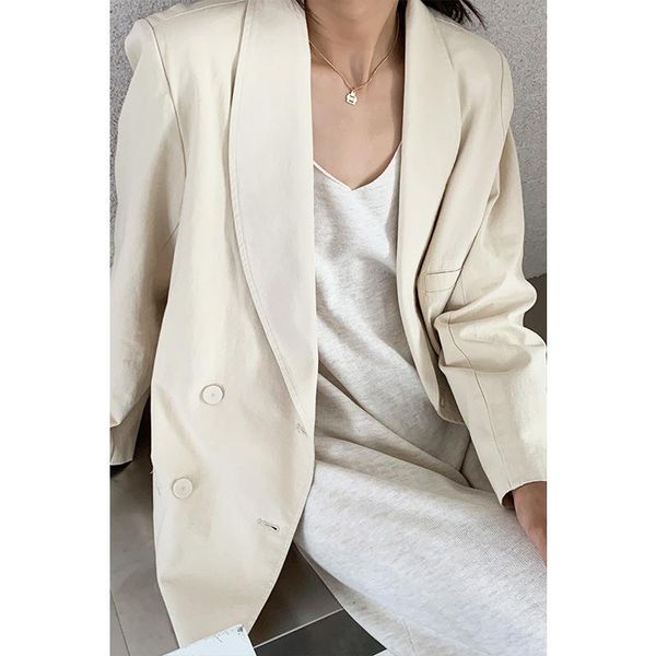 

2021 autumn new korean fashion casual loose and thin long sleeve cotton suit coat women single breasted black blazers, White;black
