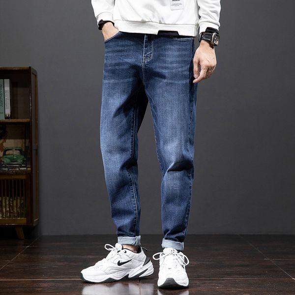 

jeans elastic loose straight fat men's extra large casual pants, Blue