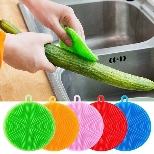 

5 silicone bowl multifunction cleaning colors scouring pad pot pan wash brushes cleaner kitchen dish washing tool vm3221