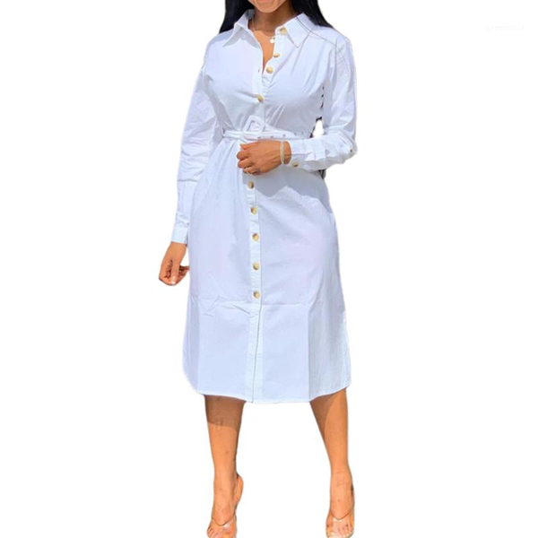 

casual dresses fashion shirt dress elegant office lady long sleeve loose plain turn down collar female buttons party 2021 autumn fashion1, Black;gray