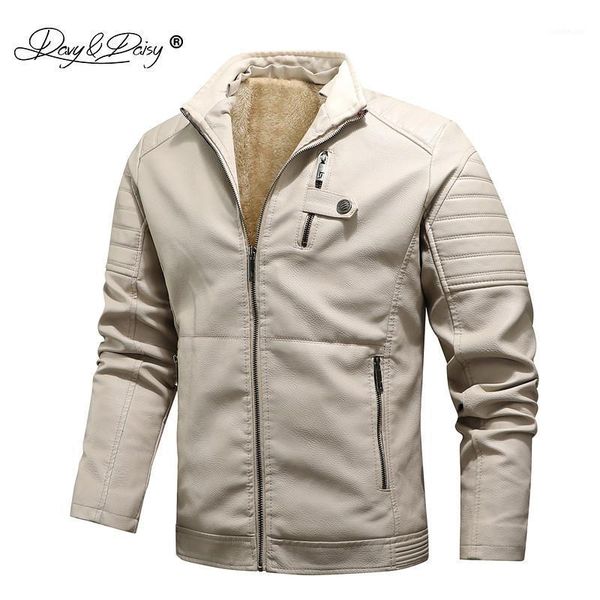 

davydaisy new arrival men leather fleece jacket fashion pu motorcycle jackets casual autumn winter warm thick brand coat dct-3111, Black