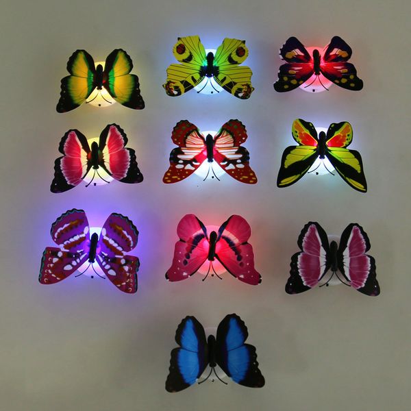 

night new colorful light changing lamp butterfly led stickers home room party desk wall decor lights