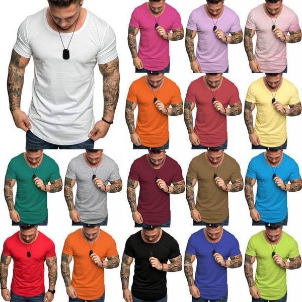 

men fashion men's summer slim fit casual o-neck short sleeve t-shirt blouse1, White;black