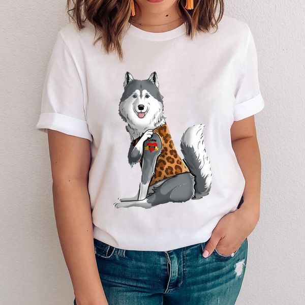 

women graphic leopard printing 90s funny dog fashion mom animal clothes lady tees print clothing female tshirt t-shirt, White