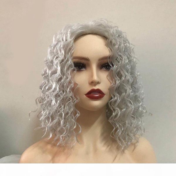 

new european and american women's wig beige fluffy explosion wig african twisted wig fashion daily wigs cover 40cm, Black