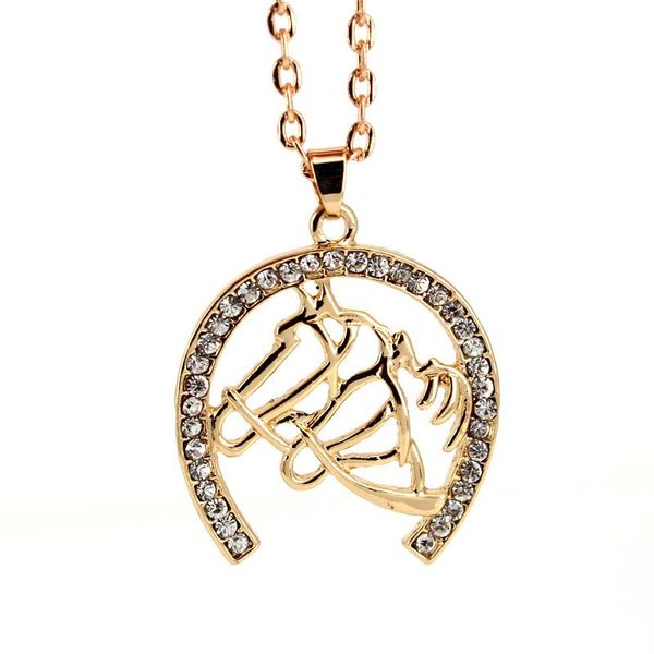 

hzew две лошади головы подкова кулон ожерелье мило лошади ожерелья, Silver