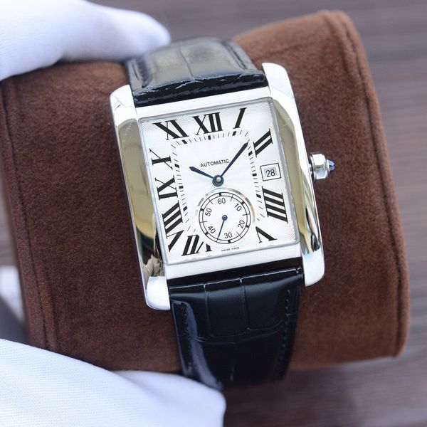 

2020 classic tank men watches joker leather wristwatches square mens watch 34x44mm d3131