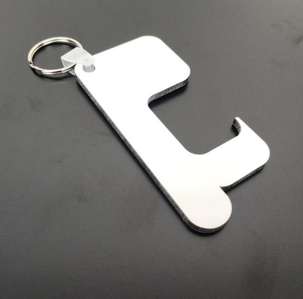 

sublimation keychain non-touch door handle keychain wooden mdf diy blank key rings safety touchless door opener party favor gga3813-4