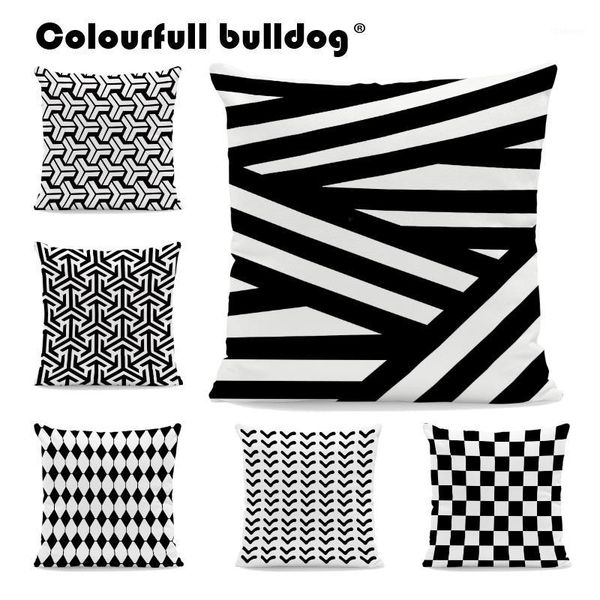 

wholesale black and white geometric striped rhombus pillow cases go arrow plaid checkered polka dot cushion covers home decorate1