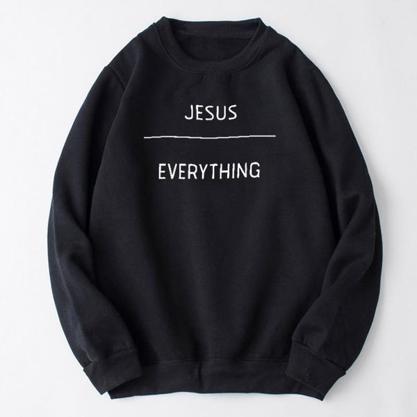 

jesus everything graphic harajuku 100% cotton sweatshirt women fashion aesthetic christian pullover casual long sleeve 1, Black
