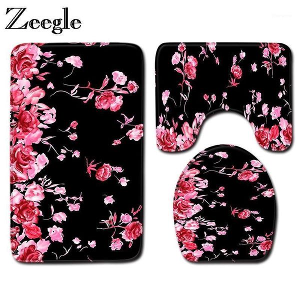 

zeegle 3pcs/set mats for toilet bathroom carpet non-slip bath mat bathroom rugs toilet lid cover shower mat absorbent floor rugs1