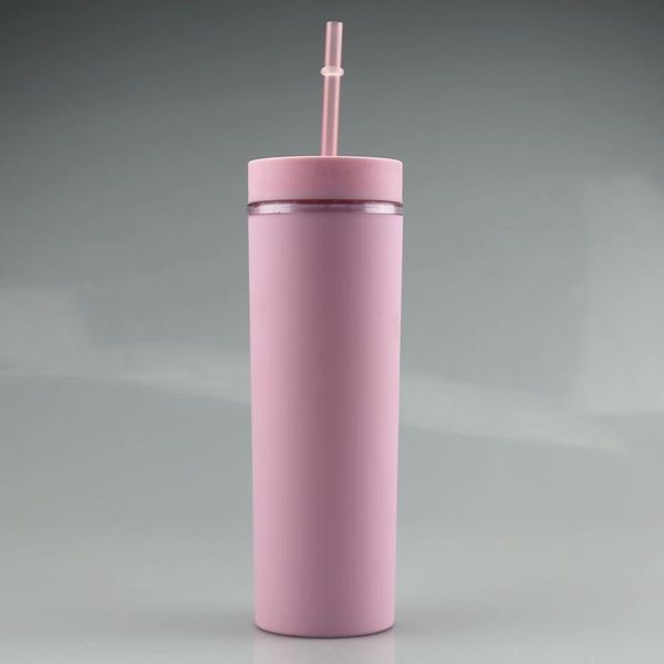 

dhl 16oz acrylic skinny tumbler with lid straws plastic tumbler double wall milk coffee cups matte candy colors slim cup for travel