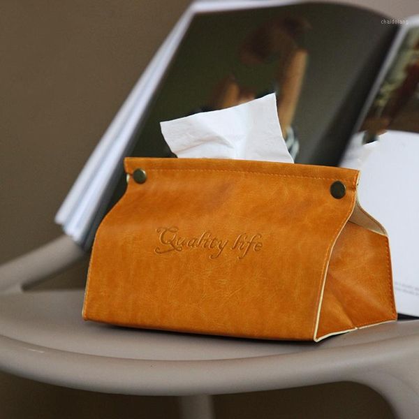 

leather car tissue box living room dining room coffee table home deskmultifunctional storage drawer1