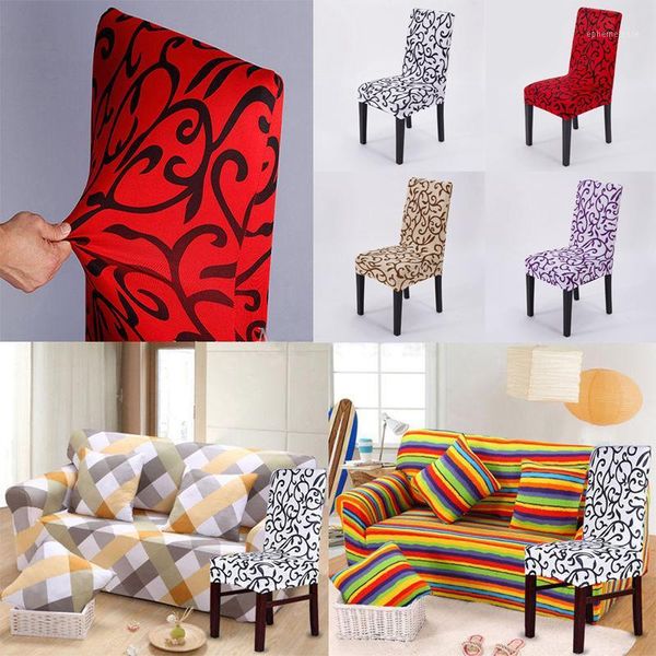 

flower printing removable chair cover big elastic slipcover modern kitchen seat case stretch chair cover for banquet1