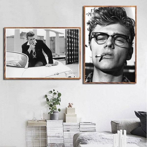 

jame dean smoke cigarettes movie star art painting silk canvas poster wall home decor obrazy plakat