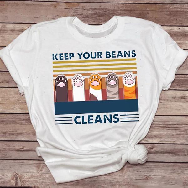 

women t shirts cartoon striped cat paw short sleeve cute 90s animal lady tshirt female ladies print graphic tee t shirt, White
