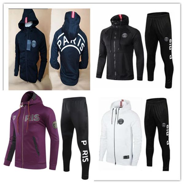 

18 19 мужчины футболуть холдию худотку футбол трексуиты 2019 chandal futbol mbappe высещение футбольные куртки футбол hoodie cousssuit, Black