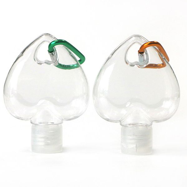 

ing 30ml 50ml travel portable heart shaped petg plastic hand sanitizer spray bottle with key ring empty alcohol gel bottle in stock