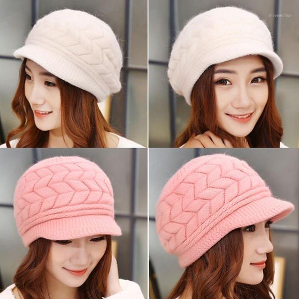

2020 Autumn Winter Hat Warm Beanies Fleece Inside Knitted Hats For Woman Fur Cap Ladies Fashion Hat1, Blue;gray