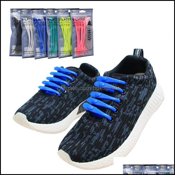 

shoe parts & accessories shoes creative round toe double hole shoelaces 10 colors elastic sile lazy children adt strings q-384 drop delivery, White;pink