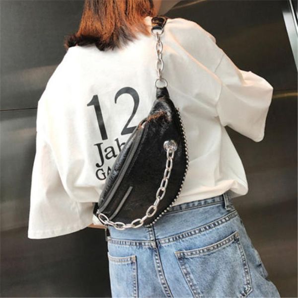 

fashion waist fanny pack women pu leather belt zipper waist bag chest tote purse