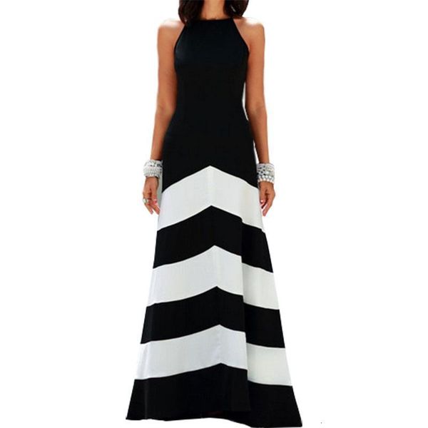 

europe america vest women dress wind black white stripes stitching sleeveless slim long dresses clothing vestidos lbd0825, Black;gray