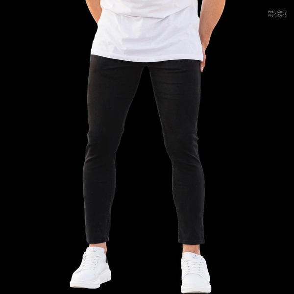 

casual 100% cotton men lycra narrow leg jeans black new style good price wholesale offer trend 20211, Blue