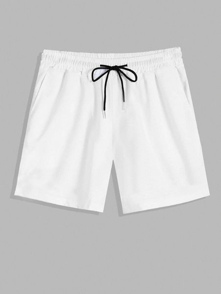 

men drawstring waist solid track shorts q5yo#, Black