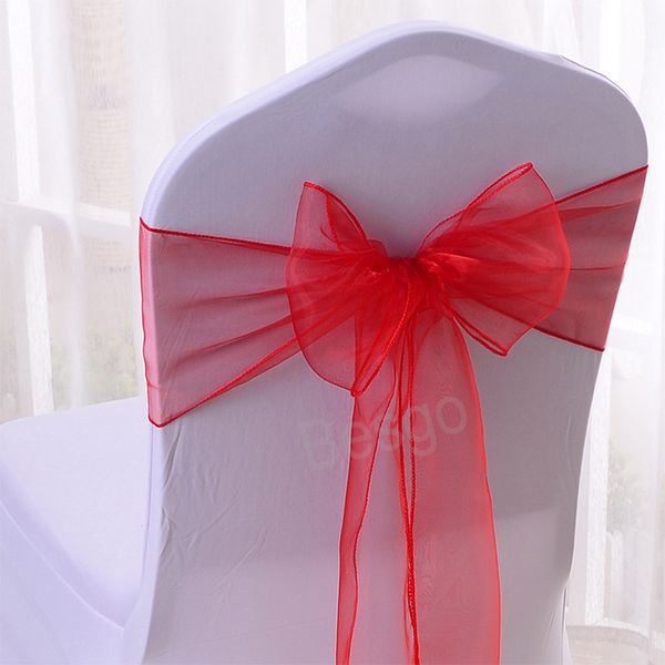 TYJ Sheer Chair Cover Sashes with Bowknots - Elegant Wedding, Banquet and Party Seat Back Decorations