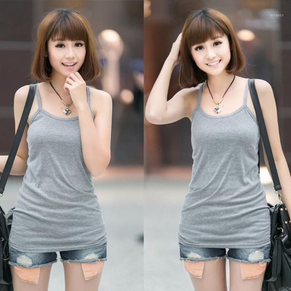 

women plain camisole u-neck vest stretchable backless slim sling tank 2020 new1, Black;white